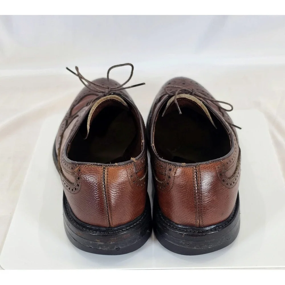 Vintage Men\'s Brown Leather Wingtip Oxford Dress Shoes Goodyear Welt Size 10.5 D Handmade Dark Brown Leather Wingtip Oxfords, Goodyear Welt  main image 3